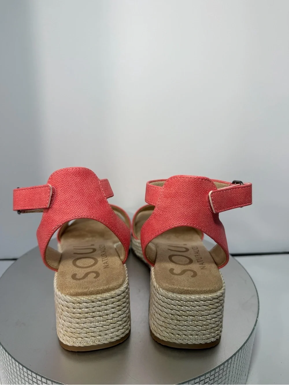 SOUL Naturalizer Coral Pink Espadrille Wedge Sandals size 8.5 W new w/out tags